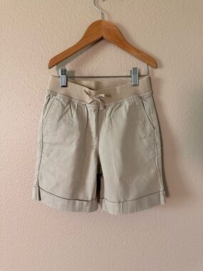 Izod Cream Drawstring Casual Bermuda Shorts
